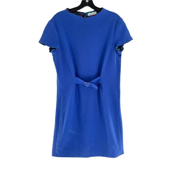 Emilio Pucci | Dresses | Emilio Pucci Womens Short Sleeve Shift Dress  Belted Round Neck Size L Royal Blue | Poshmark